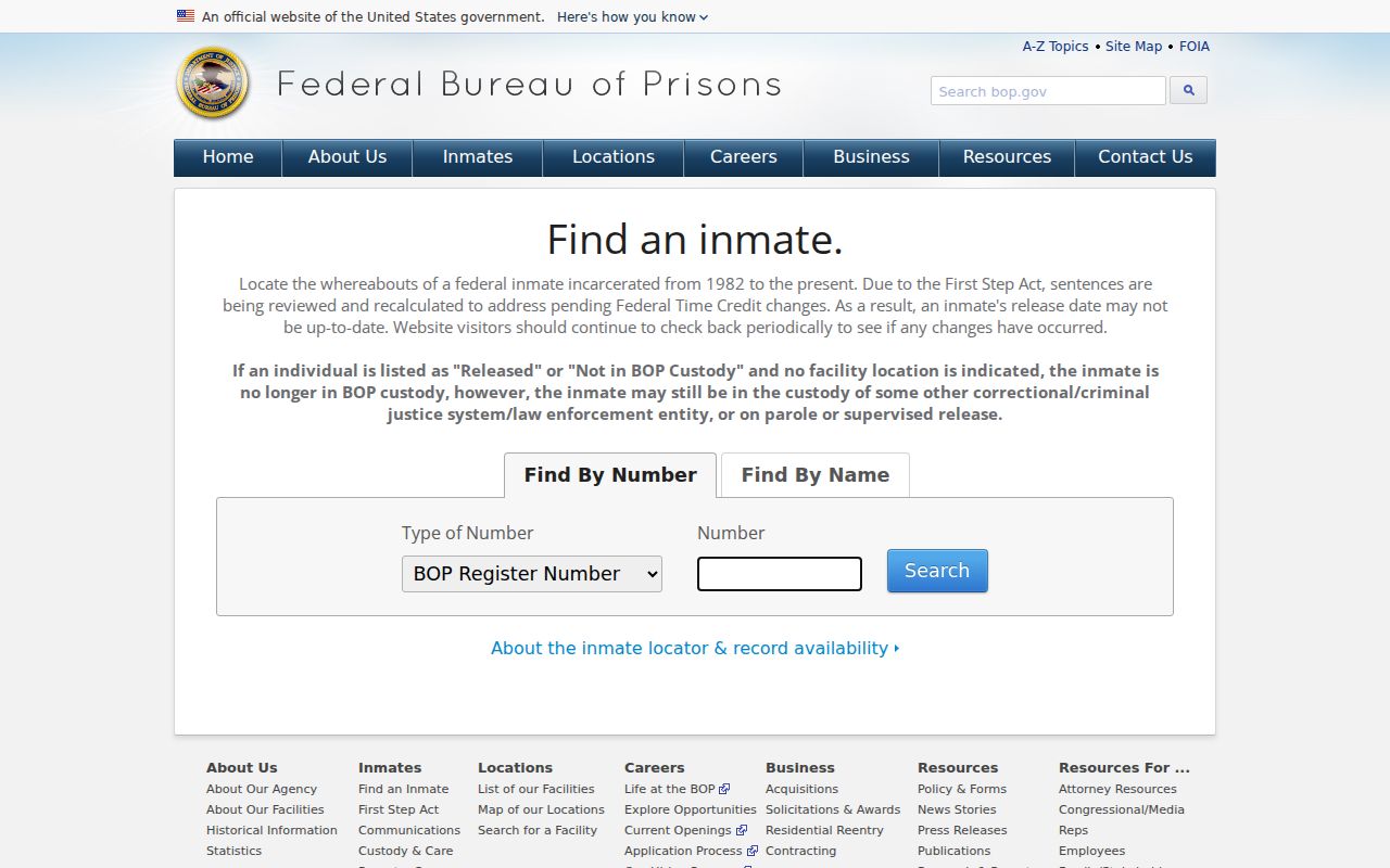Federal Bureau of Prisons inmate locator for federal custody outside Gogebic County systems
