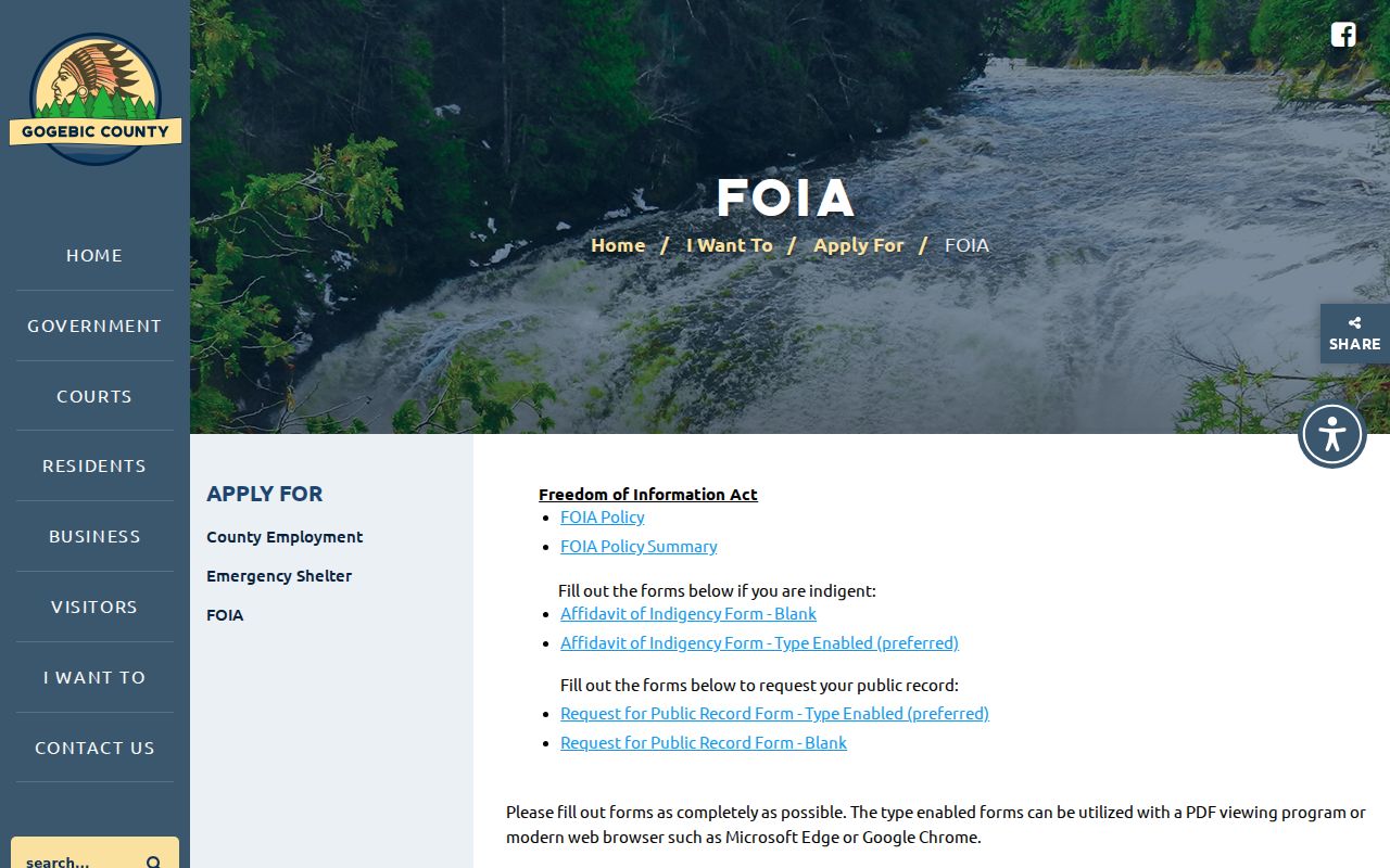Gogebic County FOIA criminal record request forms