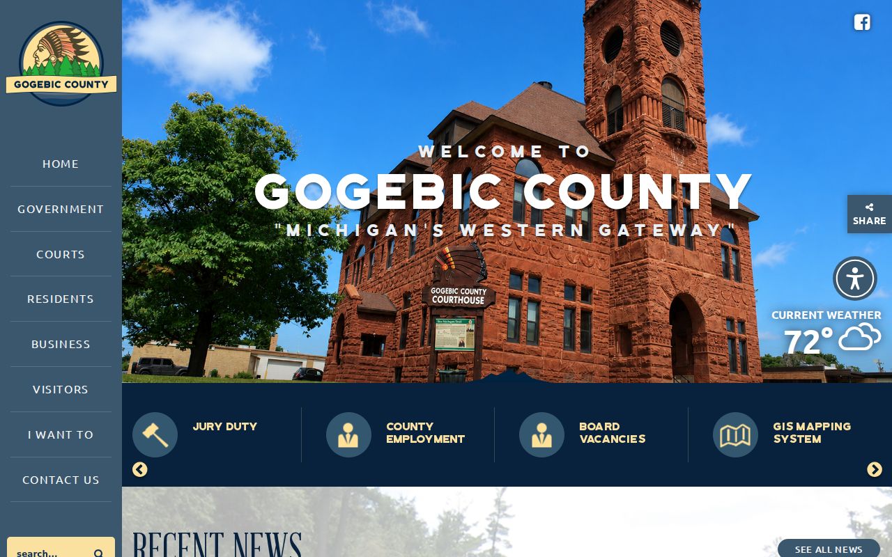 Gogebic County courthouse for criminal history records