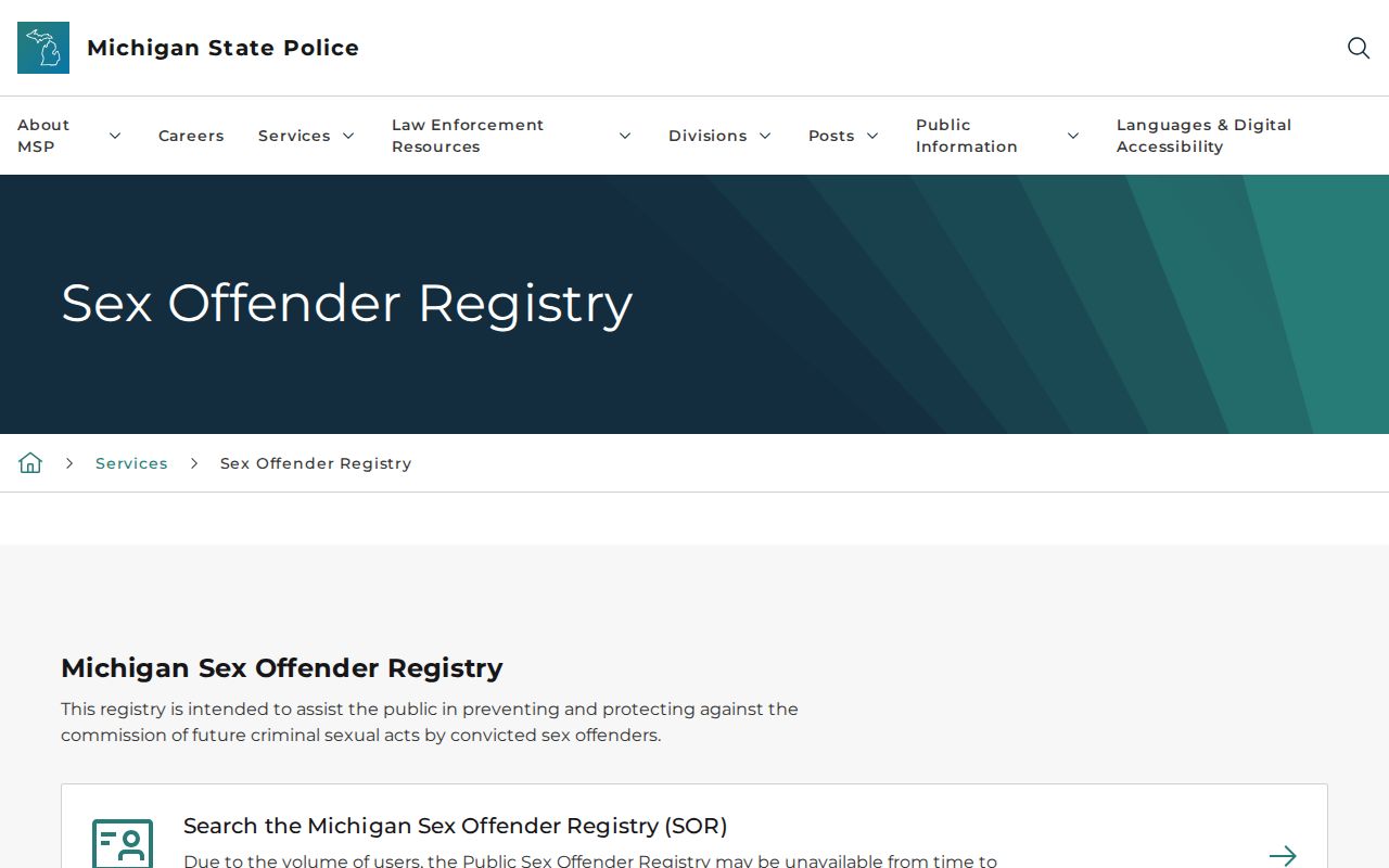 Gogebic County sex offender search guidance from Michigan State Police