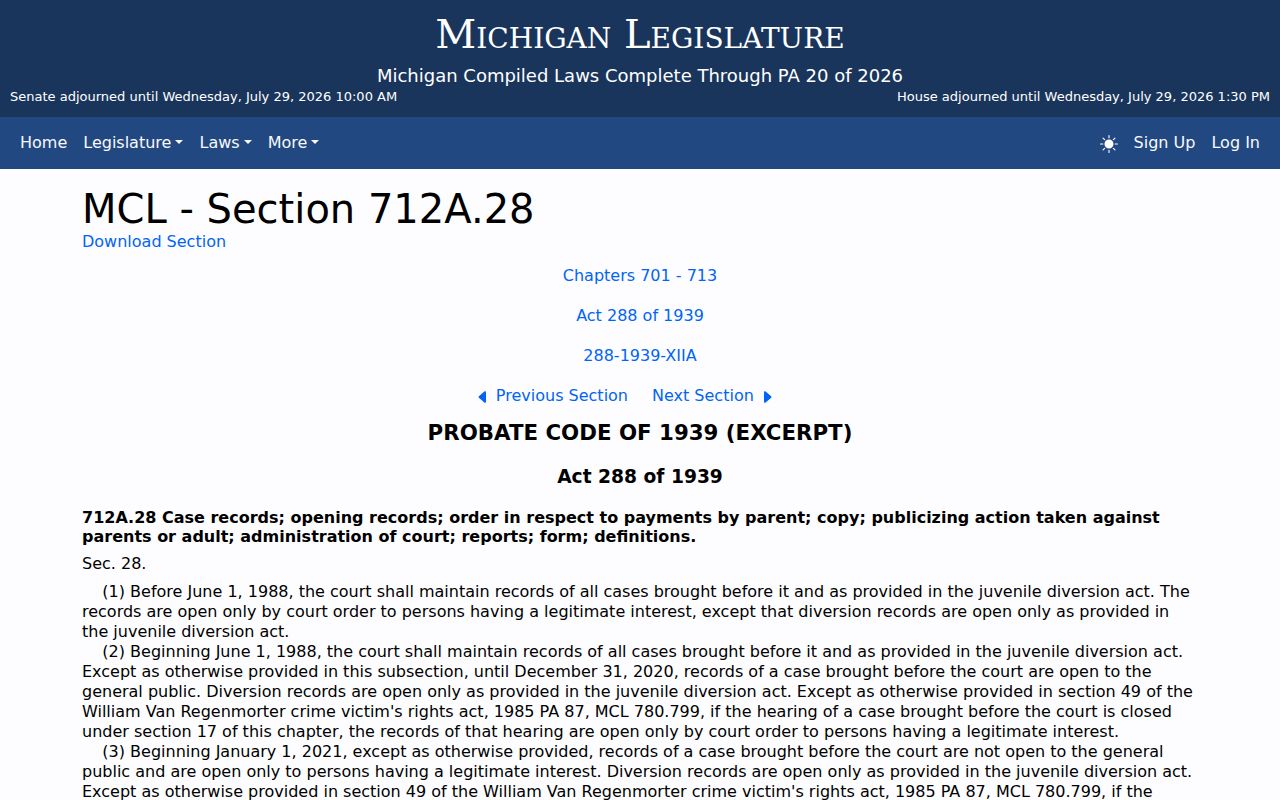 Michigan juvenile access rule affecting Gogebic County registry searches